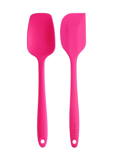 2li Fuşya Silikon Kaşık Spatula Yanmaz Yapışmaz Çizmez 27cm