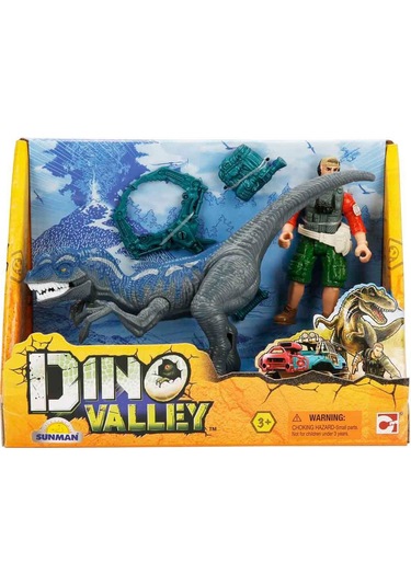 Sunman Oyuncak Oyun Set Dıno Valley Dınodanger 1fgr./1dinozor 2a. - Gri Standart