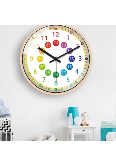 Çocuk Odası İçin Renkli, Pille Çalışan, Sessiz Dekorasyonlu Çocuk Duvar Saati B Diğer