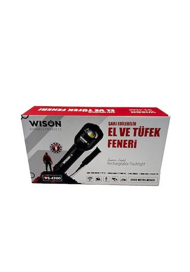 Wison Ws-4300 Profesyonel Şarjlı El Ve Tüfk Feneri 1200 Lümen
