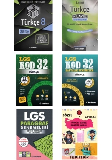 Tudem Yayınları Lgs Türkçe 3 Boyut - Türkçe Klavuz Deneme - Türkçe Kod 32 - Türkçe 32 Haftalık Denem