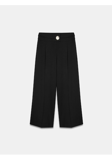 Dilvin 72244 Gold Düğmeli Geniş Paça Pantolon-siyah Siyah