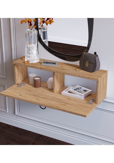 80 Cm Duvara Monte Ahşap Makyaj Masası Organizatör Modern Dresuar Ahşap