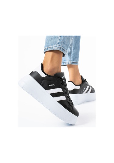 Devida Beyaz-Siyah Kadın Yüksek Taban Günlük Spor Ayakkabı