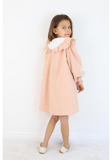 Miababy Nakış Detaylı Keten Elbise 1-8 Yaş SOMON