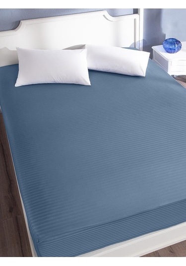 Çarşaf Stripe Saten Düz Lastikli Geniş Ölçü