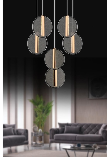 İstanbul Avize Parla 6'lı Gold Sarkıt Kumandalı Üç Renk Led Lüx Modern Ledli Avize