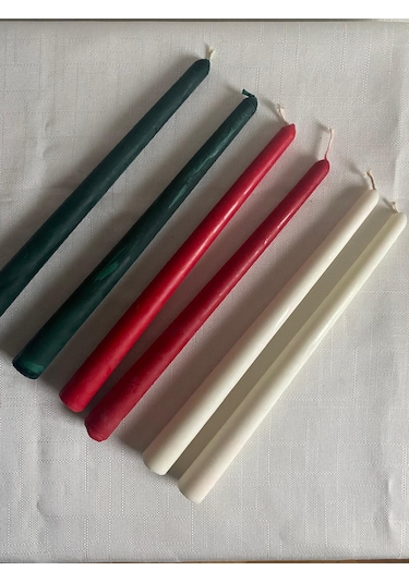 Şamdan Mum - 2 'lü Set % 100 Soya Wax Doğal Mum Doğal Renk