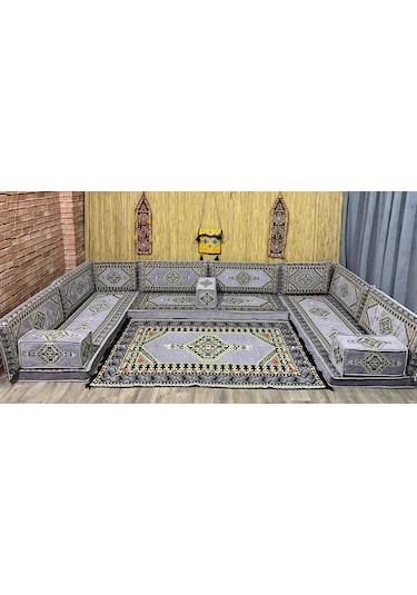 Coton Şark Köşesi Minder Takımı Konsept Gri 17 Parça