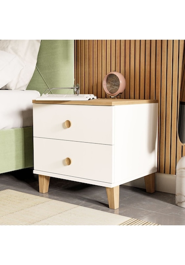 3680 Vento 2 Çekmeceli Komodin Sepet-beyaz