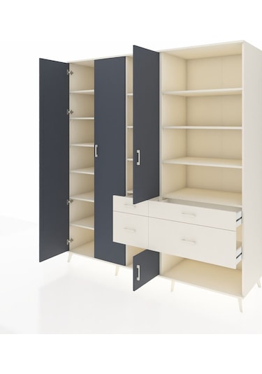 Kronos Dolap 14 Raflı 4 Çekmeceli 4 Kapaklı 220x59x243 Aytaşı-antrasit/aytaşı Antrasıt/aytası