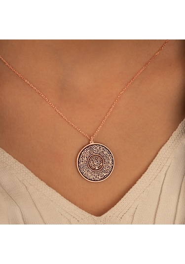 Dkmn Gümüş Nazar Duası Daire Biçimli Gümüş Kolye Kadın Gümüş Kolye Dualı Kolye