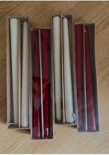 Şamdan Mum - 2 'lü Set % 100 Soya Wax Doğal Mum Kırmızı Renk