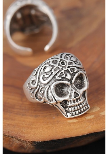 Kuru Kafalı Gümüş Renk Erkek Yüzük - Tj-ey240-ks Çok Renkli