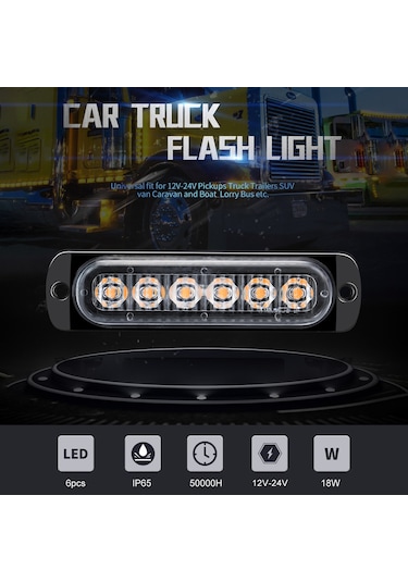 Reedark 12-24v Çok Fonksiyonlu Led Acil Durum Işığı - 16 Mod, Ip65 Su Geçirmez, 50.000 Saat Ömür Siyah