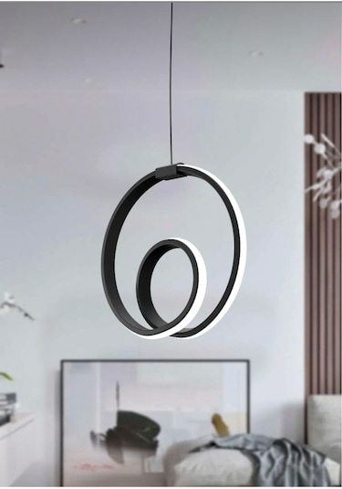 Aura Model Siyah Kaplama Sarkıt Led Avize Oturma Odası Çocuk Odası Koridor Siyah