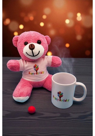 Pembe Peluş Ayıcık Ve Kupa Seti
