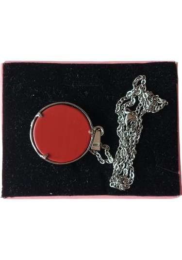 Mercan Doğal Taşlı Hayat Ağacı Çelik Kolye - Kadın Kırmızı