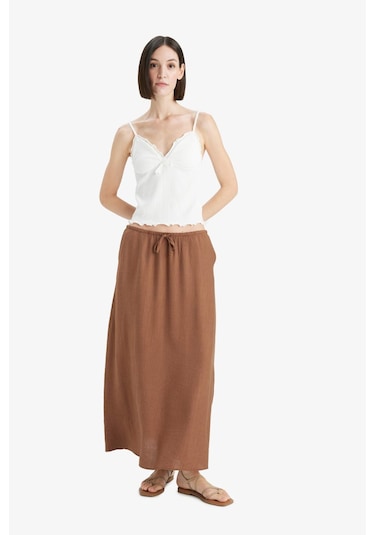 Defacto A Kesim Normal Bel Krinkıl Kumaş Midi Etek F6501ax25smbn320 Kahve Defacto A Kesim Normal Bel Krinkıl Kumaş Midi Etek F6501ax25smbn320 Kahve