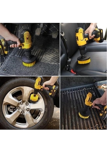 Zmc Bilişim 3lü Matkap Ucu Banyo Küvet Duşakabin Araba Tekerliği Koltuk Yıkama Temizleme Fırçası Seti