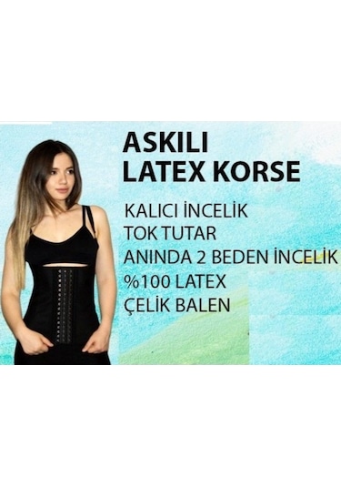 Askılı Çelik Balenli 3 Kademeli Agraflı Şekillendirici Latex Siyah