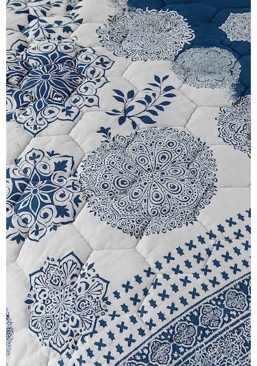 Sardinia Çift Kişilik Kapitone Dolgulu Pike 4 Mevsim Petek Dsn Yastık Kılıfı Dahil 200x230cm Mavi