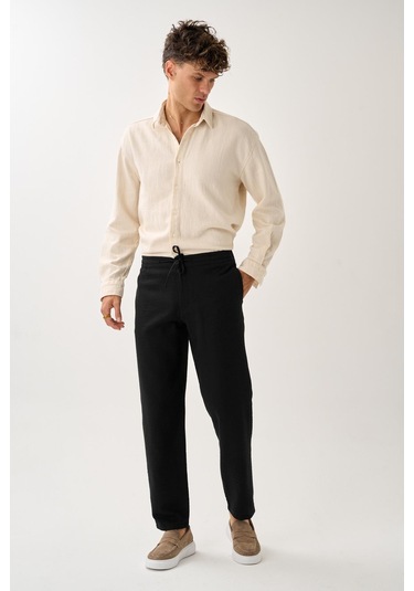 Alexandergardi Smart Casual Dokulu Pantolon Siyah