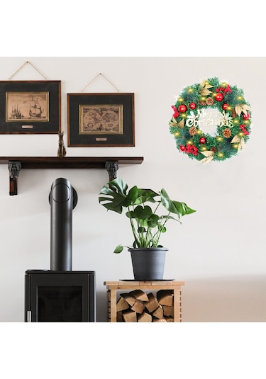 Ön Kapı 19 7" Yapay Noel Çelengi Renkli Işık