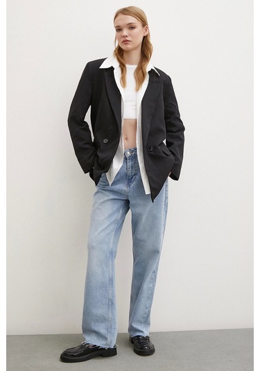 Never More Kesik Paça Yüksek Bel Jean Buz Mavisi Buz Mavisi Buz Mavi