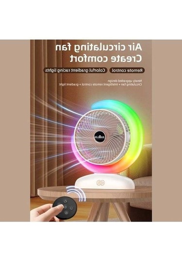 Ebitda Usb Şarjlı Uzaktan Kumandalı 3 Hızlı Masaüstü Vantilatör, Model 102, Altın/gümüş, 227x93x268mm, Serin Işık & Zamanlayıcı