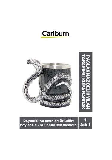 Özel Dekoratif Şık Hediyelik Sevgili Arkadaş Paslanmaz Çelik Yılan Tasarımlı Kupa Bardak 14 15 Cm Çok Renkli