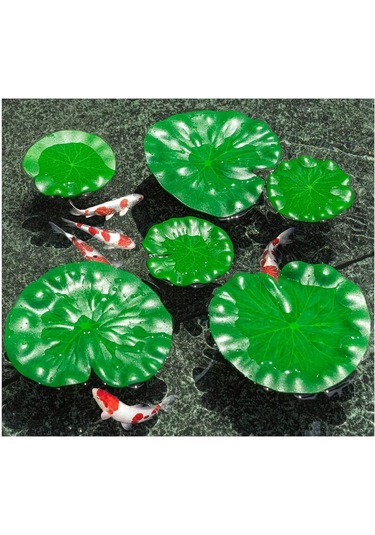 Springsun 6 Adet Plastik Lotus Yaprağı - 3x10cm + 3x15cm - Havuz Akvaryum Dekorasyonu - Su Üstünde Yüzen Gerçekçi Dekoratif Yapraklar