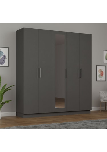 5 Kapaklı Gardırop 200cm Antrasit