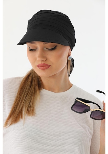 Safari Bağlamalı Siyah Siperli Bandana Vizör Siyah