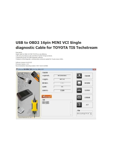 Usb'den Obd2'ye 16 Pin Mını Vcı Ft232rl Toyota Tıs Techstream İçin Tek Teşhis Kablosu