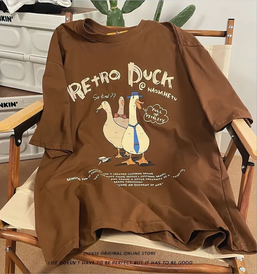 Hello Kitty Retro Duck Retro Oversize Kahverengi Tişört 471836588 Kahverengi