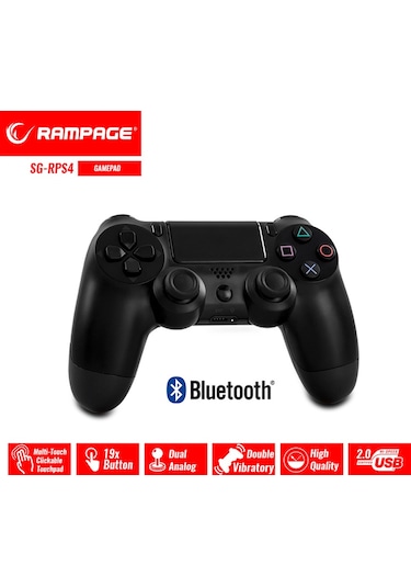 Snopy Rampage SG-RPS4 Siyah Bluetooth  Çift Titreşimli PS4-Gamepad