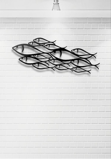 Family Fish Modern Metal Duvar Dekoru