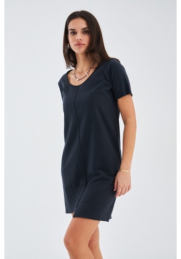 Peraluna Ince Yazlık Pamuklu Kadın Triko Elbise Antrasit Antrasit