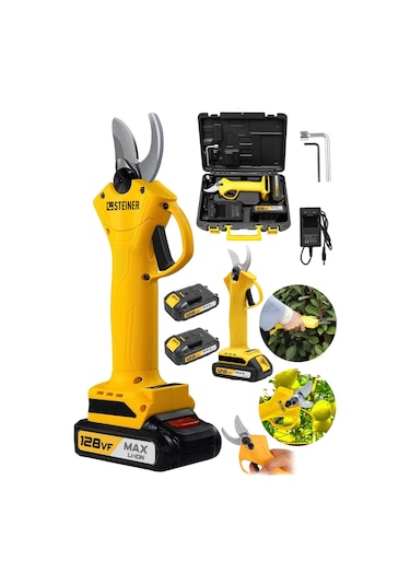 Steiner 128 Vf 10 Ah Çift Akülü Bağ Makası Dal Budama Makası Sarı