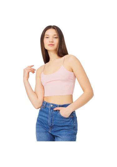 Ayarlanabilir İnce Askılı Lazer Kesim Crop Büstiyer 7'li Paket Renkli-1 Çok Renkli