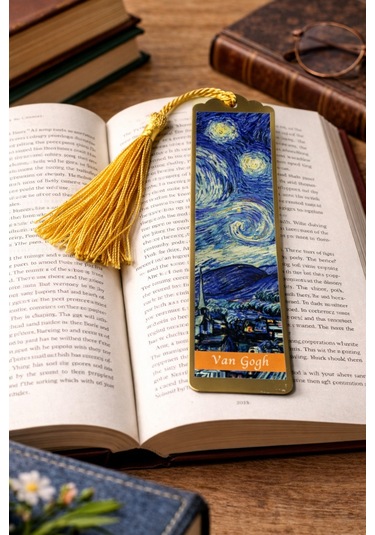 Sanatsal Tablo Temalı Metal Kitap Ayracı Van Gogh-yıldızlı Gece