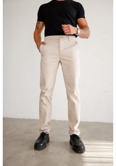 Braccas Erkek Armürlü Slim Fit Bej Pantolon Bej