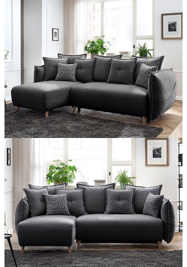 Puffy Sandıklı Köşe Koltuk Antrasit Sol Köşe Antrasit