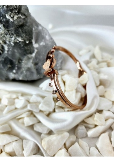 Eva Takı 316 l Çelik Kelebek Rose Renkli Kelepçe Bileklik