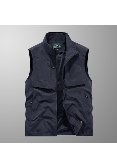 Erkekler İçin İlkbahar Ve Sonbahar Multi-cep Yelek Lacivert