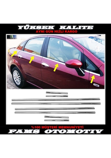 Famsotomotiv Fiat Linea Krom Cam Çıtası 8 Prç. 2007 Ve Üzeri P.Çelik