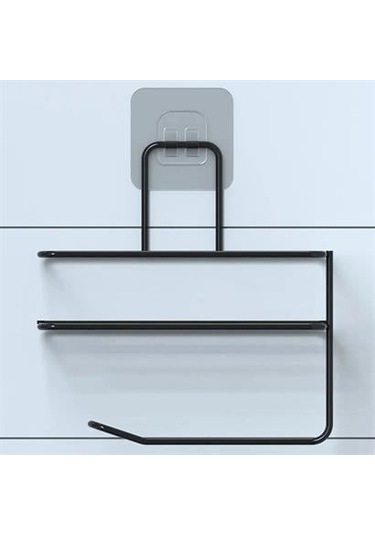 Petinka Tuvalet Kağıdı Tutacağı Siyah Modern Metal Tasarım Yapışkanlı Yedek Raf