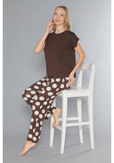 Flz Kısa Kol Pijama Takımı 88-109 Kahve