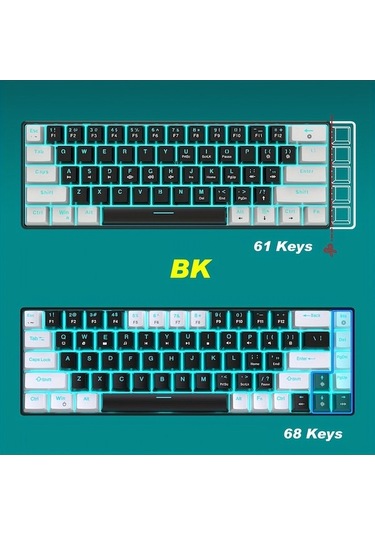 Fastbuy Hxsj Buz Mavisi Işıklı 68 Tuşlu Usb-c Mekanik Klavye